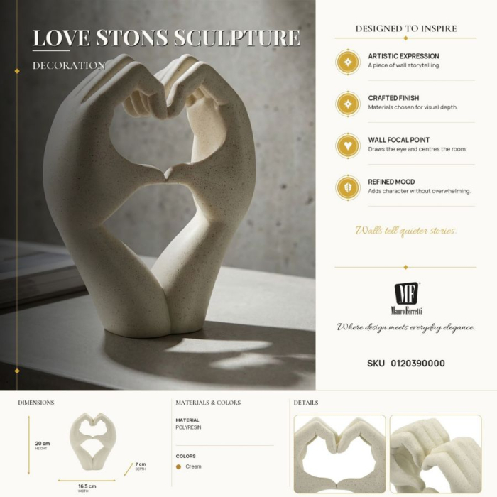 Set 2 sculpturi rasina natural Love Stons Mauro Ferretti [9]
