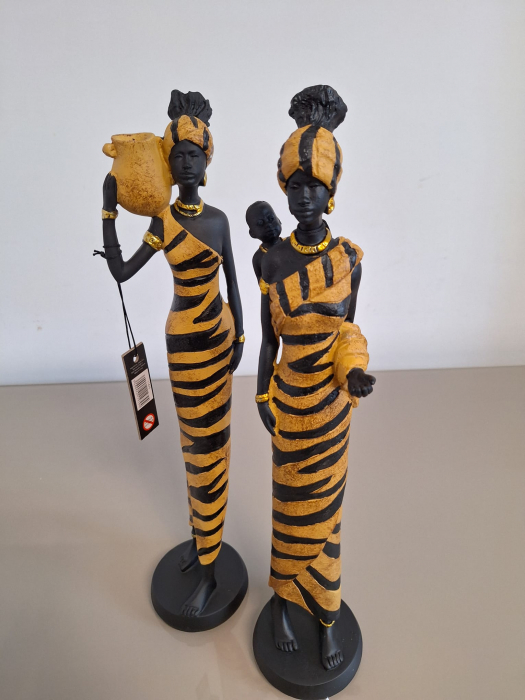 Set 2 statuete Femeie Africana, auriu negru - CreativDeco.ro [3]