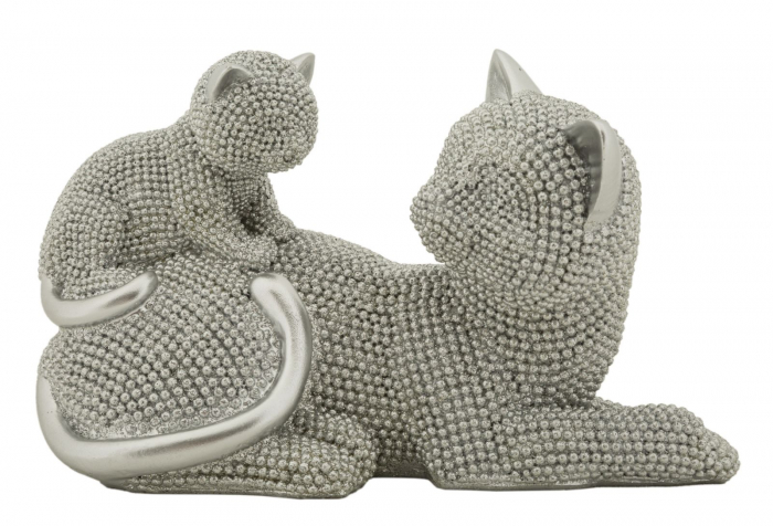Statuete pisică argintie din rășină – imagine principală – Gatto Sparky [1]