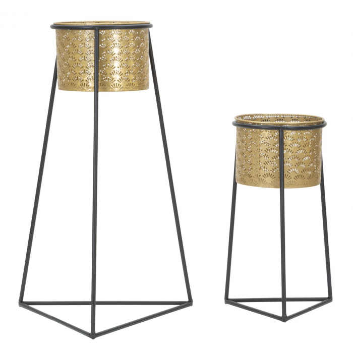 Suporturi Ghivece Negre si Aurii CreativDeco - Contrast Elegant in Decor [1]