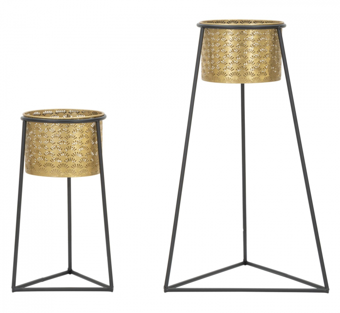 Suporturi Ghivece Negre si Aurii CreativDeco - Contrast Elegant in Decor [2]