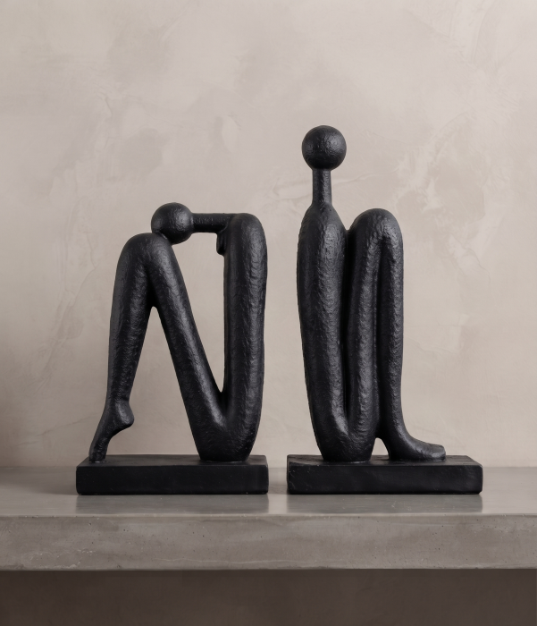 Set 2 suporturi decorative pentru cărți figurină abstractă neagră din polirășină 30 x 10 x 30 cm [3]
