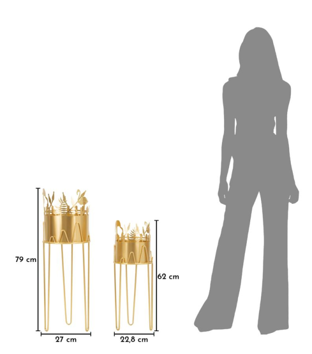 Set 2 suporturi ghivece flamingo metal auriu [6]