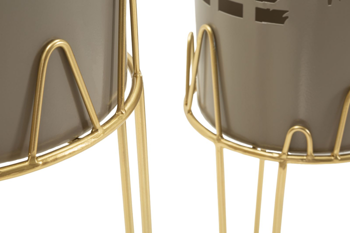 Set 2 suporturi ghivece gri auriu floral [4]