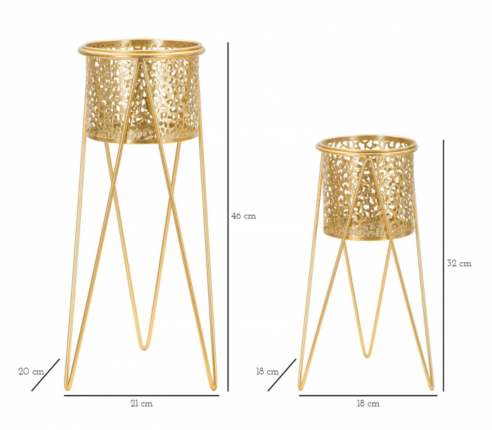 Set 2 suporturi flori Gold, metal auriu [2]