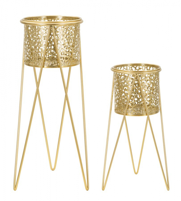 Set 2 suporturi flori Gold, metal auriu [1]