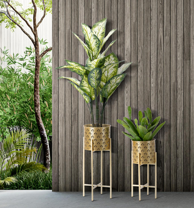 Set 2 Suporturi flori Glovy, metal/auriu [2]