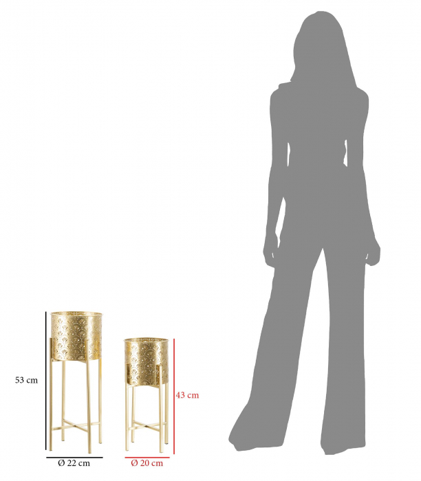 Set 2 Suporturi flori Glovy, metal/auriu [6]