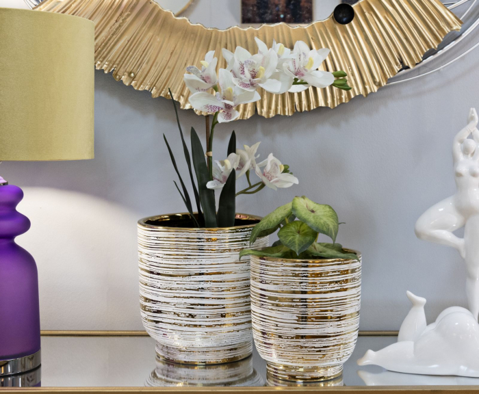 Suporturi flori albe cu model auriu | CreativDeco [2]