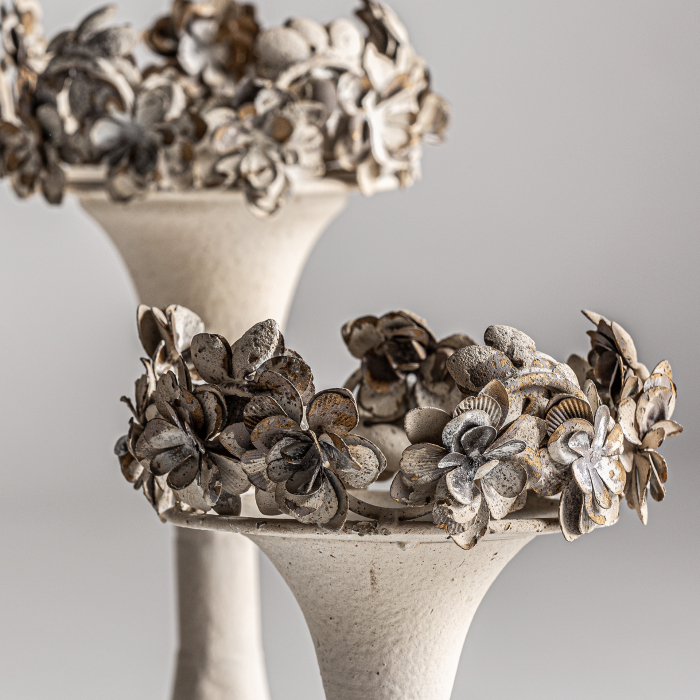 Set 2 suporturi lumanare provensale metal alb antic|Decoratiuni rustice [2]