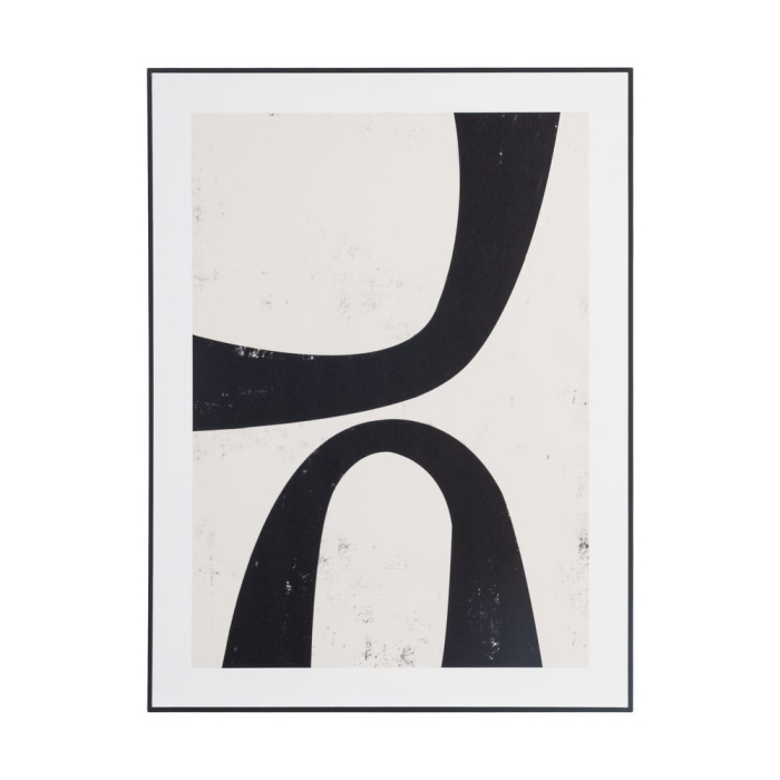 Set 2 tablouri abstracte alb-negru cu arce și coloane negre pe fond crem în ramă neagră din MDF [3]