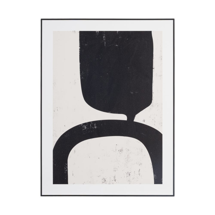 Set 2 tablouri abstracte alb-negru cu arce și coloane negre pe fond crem în ramă neagră din MDF [2]
