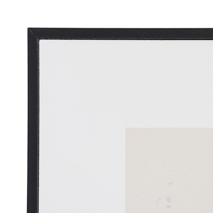 Set 2 tablouri abstracte alb-negru cu arce și coloane negre pe fond crem în ramă neagră din MDF [4]