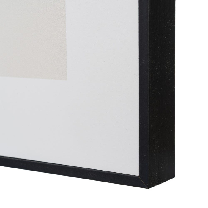 Set 2 tablouri abstracte alb-negru cu forme organice negre pe fond crem în ramă neagră din MDF [7]