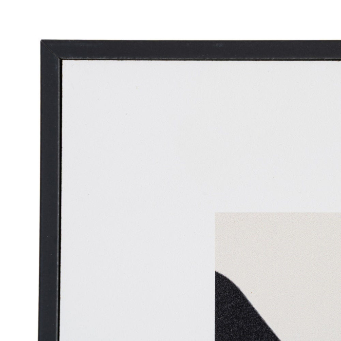 Set 2 tablouri abstracte alb-negru cu forme organice negre pe fond crem în ramă neagră din MDF [4]