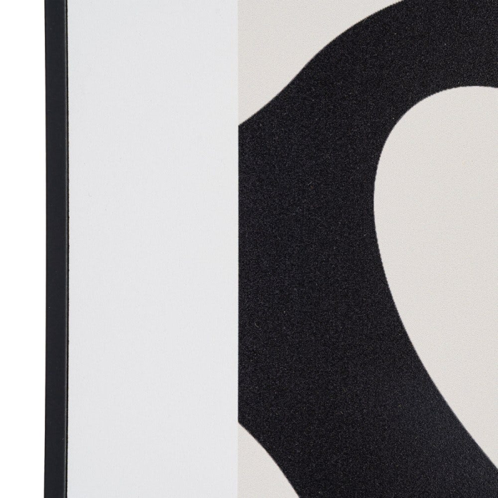 Set 2 tablouri abstracte alb-negru cu forme organice negre pe fond crem în ramă neagră din MDF [6]