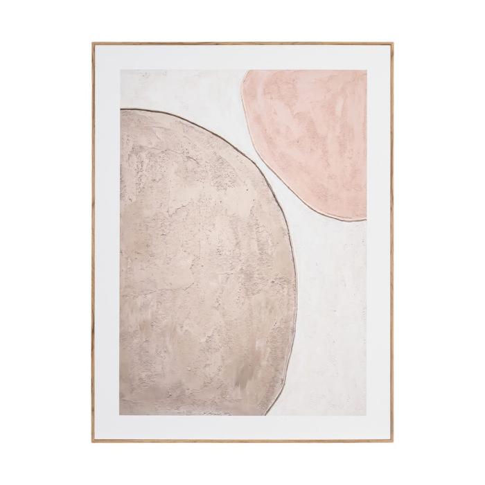 Set 2 tablouri abstracte cu forme rotunjite în roz pudră și bej cu efect de relief [3]