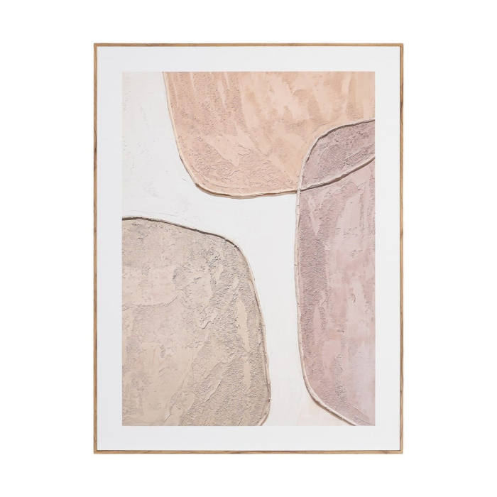 Set 2 tablouri abstracte cu forme rotunjite în roz pudră și bej cu efect de relief [2]