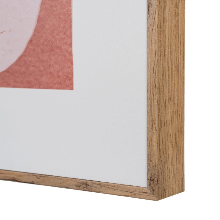 Set 2 tablouri abstracte cu linii albe răsucite pe fond teracota în ramă de MDF [7]