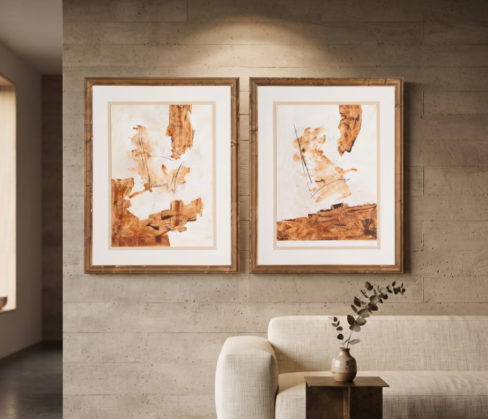 Set 2 tablouri abstracte din lemn și sticlă 80 x 100 cm [2]