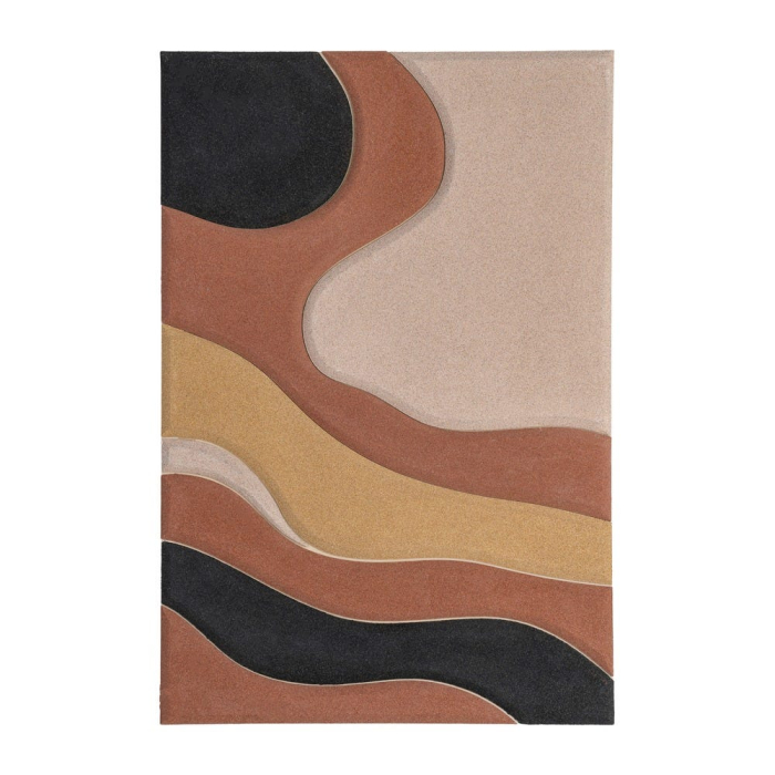 Set 2 tablouri abstracte maro negru și bej din MDF cu forme fluide [3]