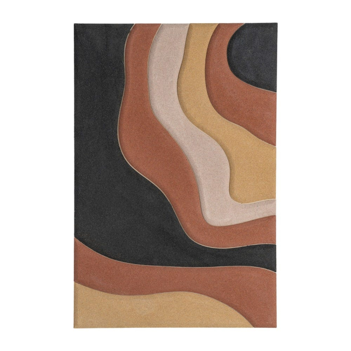 Set 2 tablouri abstracte maro negru și bej din MDF cu forme fluide [2]