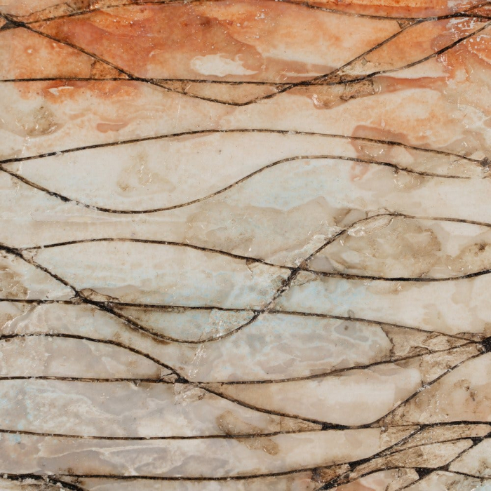 Set tablouri abstracte pictate portocaliu bej albastru 60x60 [4]