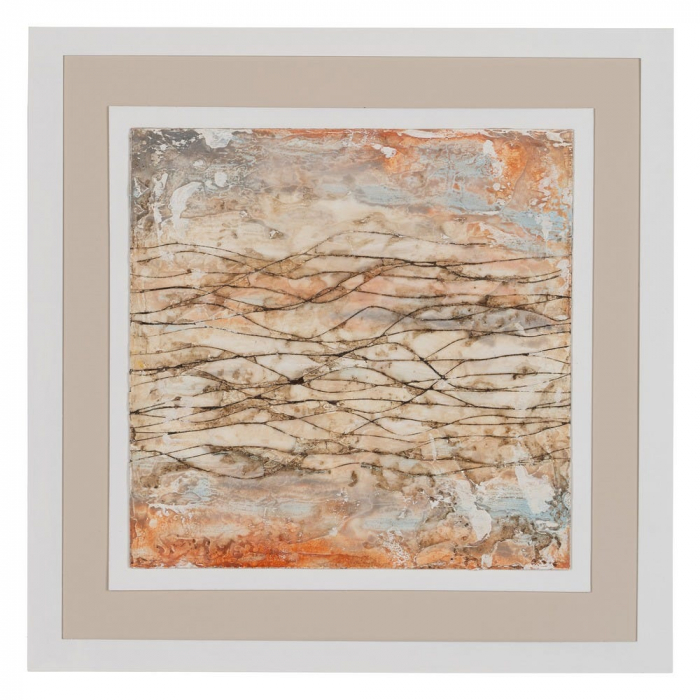 Set tablouri abstracte pictate portocaliu bej albastru 60x60 [2]