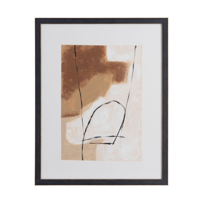 Set 2 tablouri abstracte pictate manual în tonuri de maro bej și negru [3]