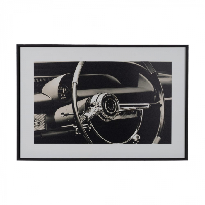 Set tablouri auto alb-negru volan mașină retro 60x40 [2]
