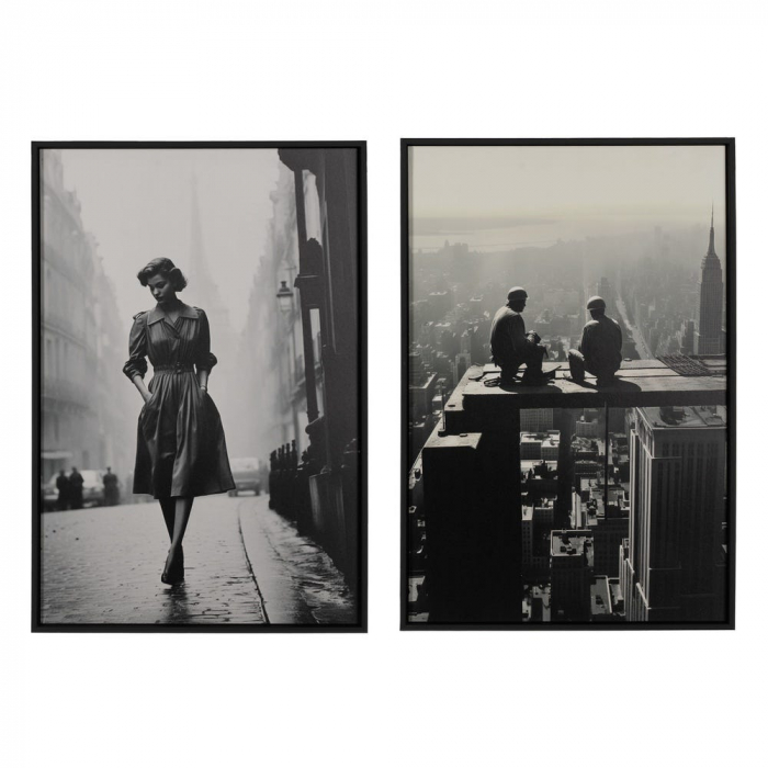 Set tablouri alb-negru Paris New York scene urbane retro 40x60 [1]