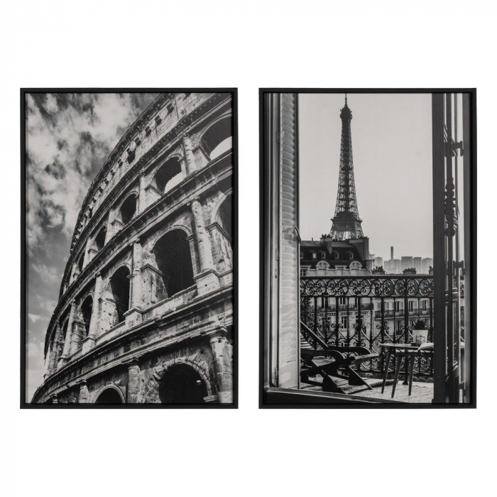 Set tablouri alb-negru Paris Roma arhitectura urbană 40x60 [1]