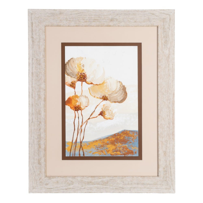 Set 2 tablouri cu flori pictate manual cu rama din lemn si sticla [3]