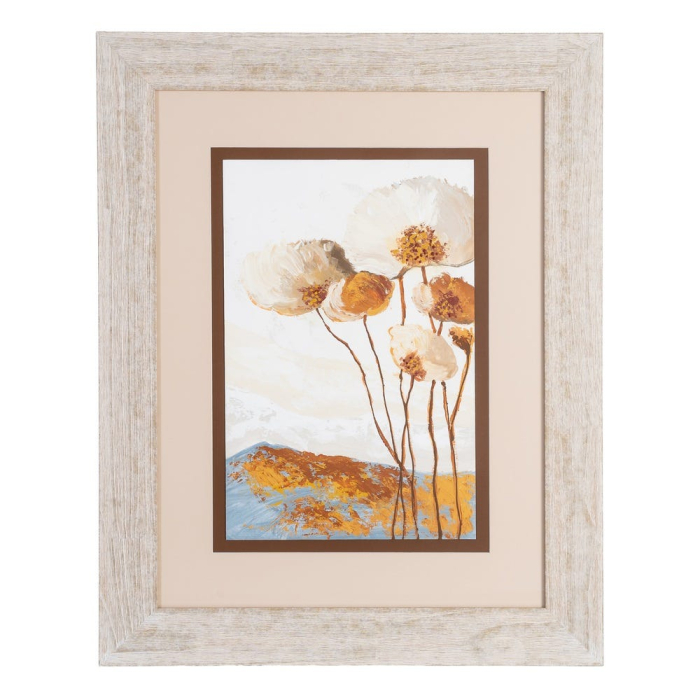 Set 2 tablouri cu flori pictate manual cu rama din lemn si sticla [2]