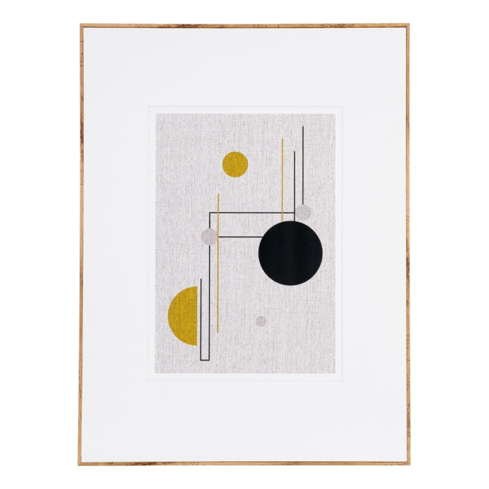 Set 2 tablouri decorative abstracte cu forme geometrice liniare si circulare din MDF imprimat cu rama fag [3]