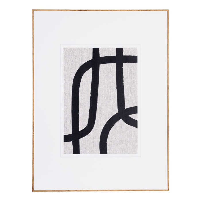 Set 2 tablouri decorative abstracte cu linii ondulate negre din MDF cu rama fag [3]