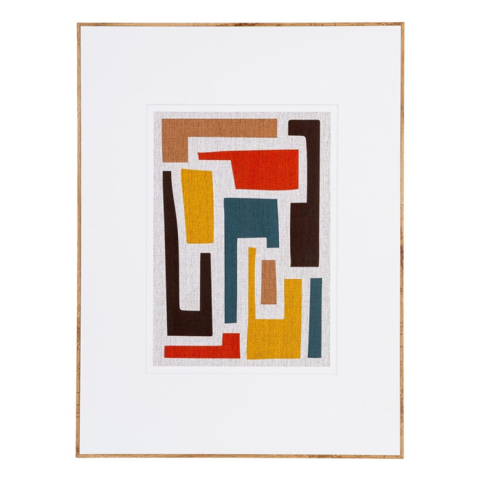 Set 2 tablouri decorative abstracte geometrice multicolore din MDF cu rama fag [3]