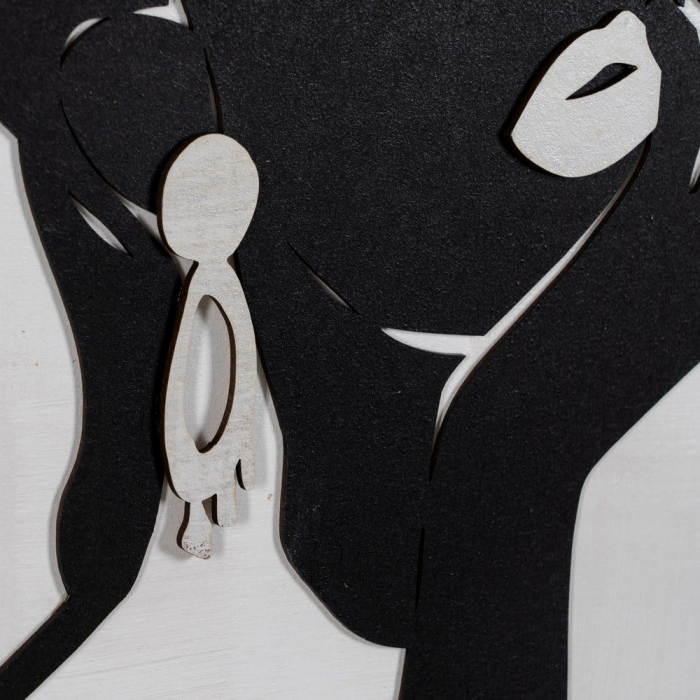 Set tablouri lemn relief siluete feminine alb-negru 40x60 [6]