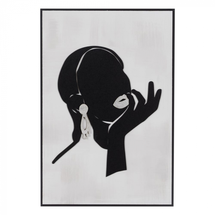 Set tablouri lemn relief siluete feminine alb-negru 40x60 [2]