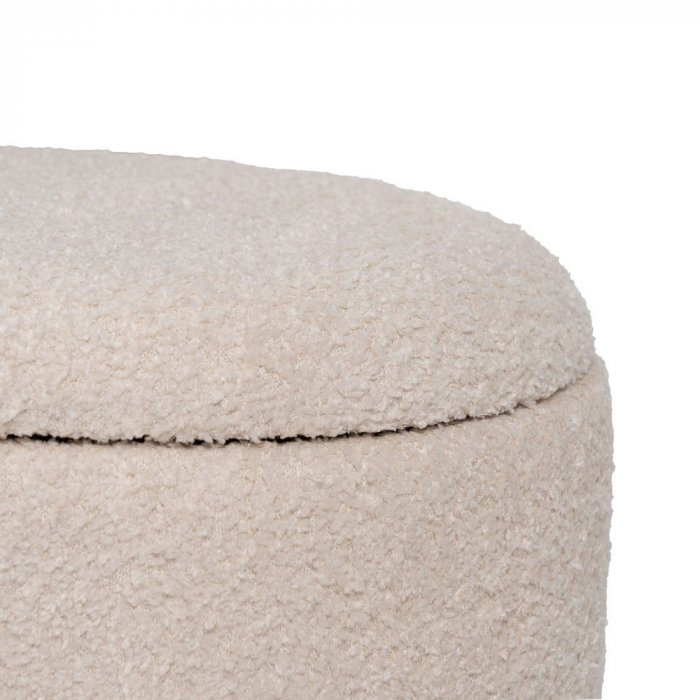 Set 2 taburete crem cu ladă boucle și bază lemn – design japandi [6]