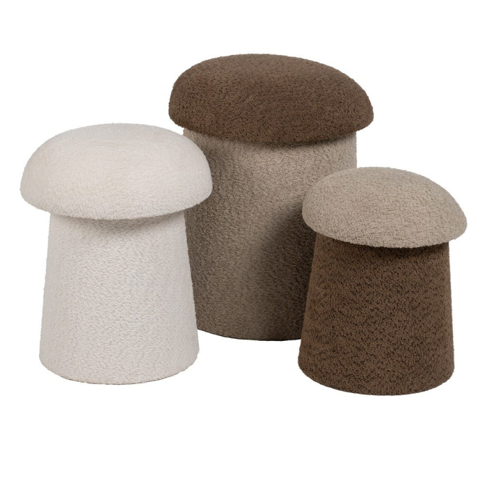 Set 2 Taburete Rotunde Maro și Bej - Stofă Tip Bucle | Creativdeco.ro [2]