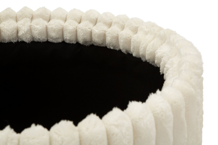 Set 2 taburete rotunde tapițate albe cu textură plisată design modern [8]