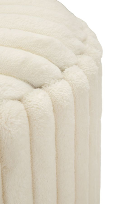 Set 2 taburete rotunde tapițate albe cu textură plisată design modern [5]