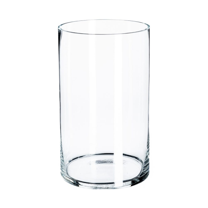 Set 2 vaze cilindrice din sticlă transparentă tăiată la rece pe o masă de marmură [5]
