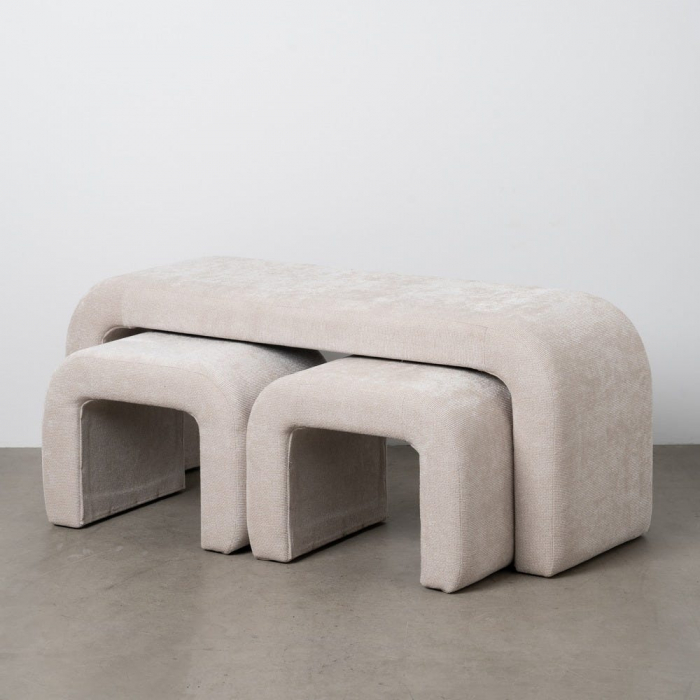 Set 3 băncuțe bej cu design sculptural – dormitor sau hol [10]
