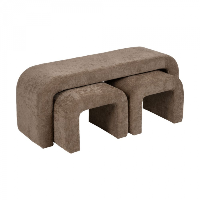 Set modular 3 băncuțe taupe cu design curbat – stil postmodern [3]