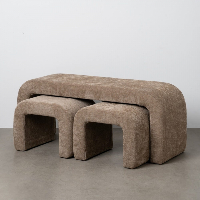 Set modular 3 băncuțe taupe cu design curbat – stil postmodern [10]