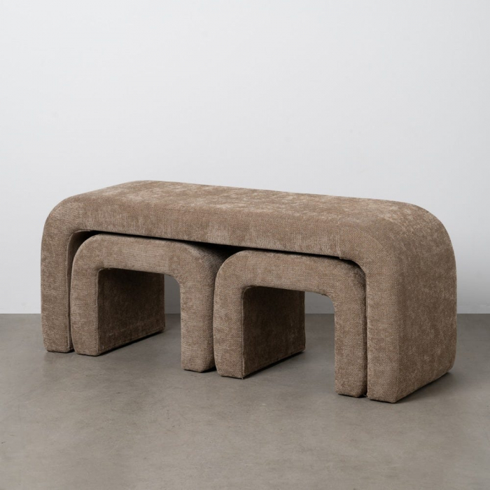 Set modular 3 băncuțe taupe cu design curbat – stil postmodern [2]
