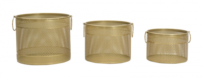 Set 3 coșuri decorative metalice aurii Cage Tris [1]