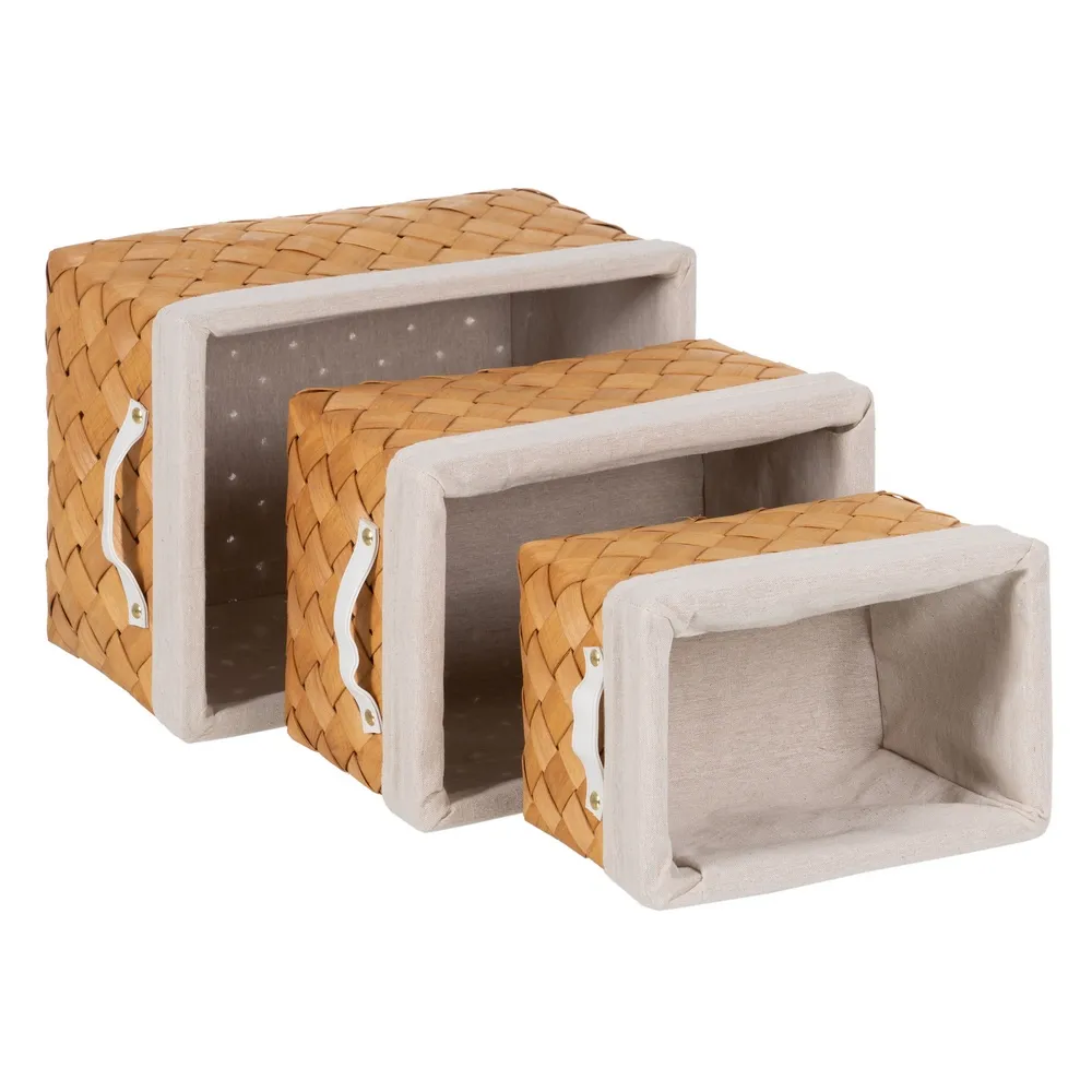 set 3 Cosuri Impletite Lemn CreativDeco - Accent Natural [10]